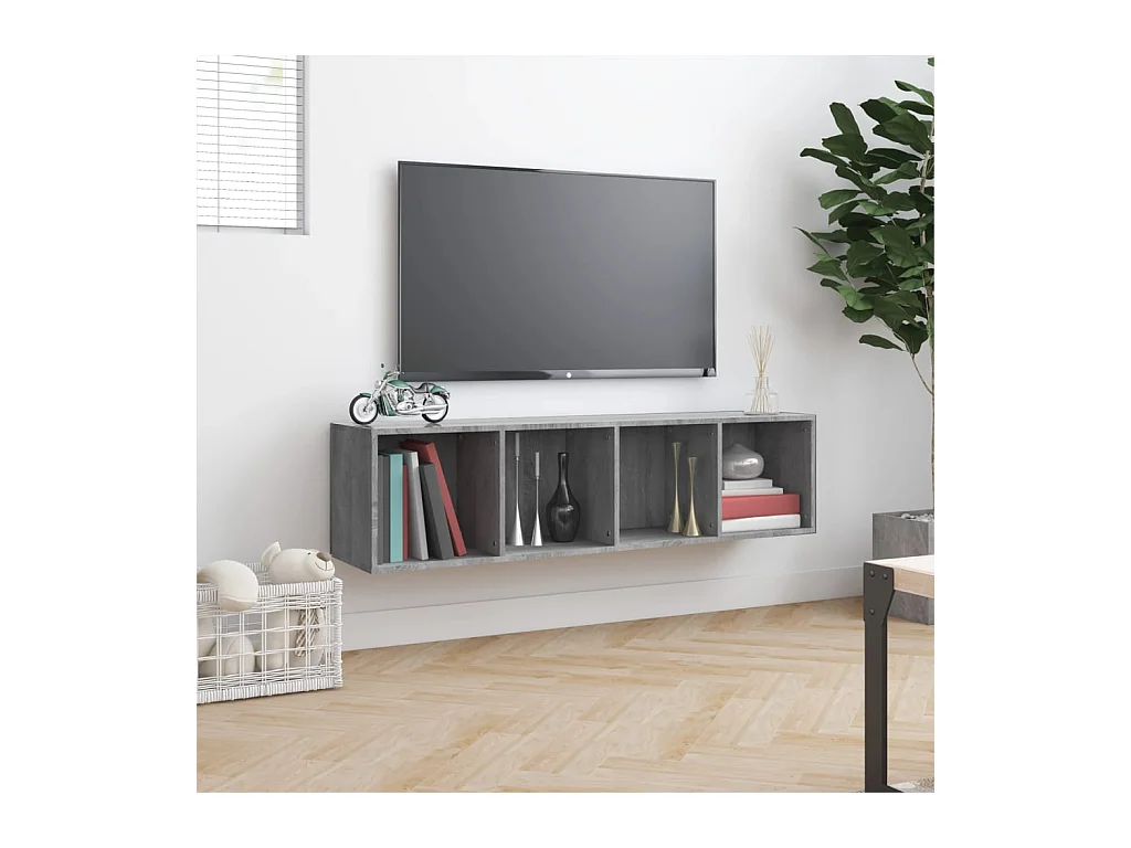 Bibliothèque Meuble TV | Etagère de rangement | Meuble de rangement Sonoma gris 143x30x36cm Bois ingénierie