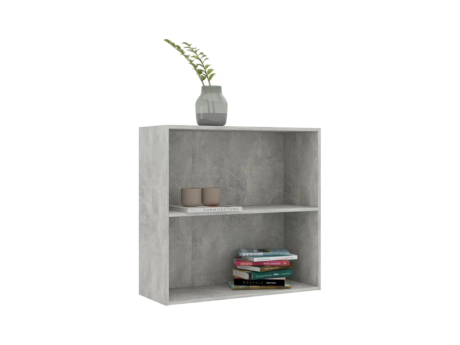 Bibliothèque | Etagère de rangement | Meuble de rangement à 2 niveaux gris béton bois d'ingénierie