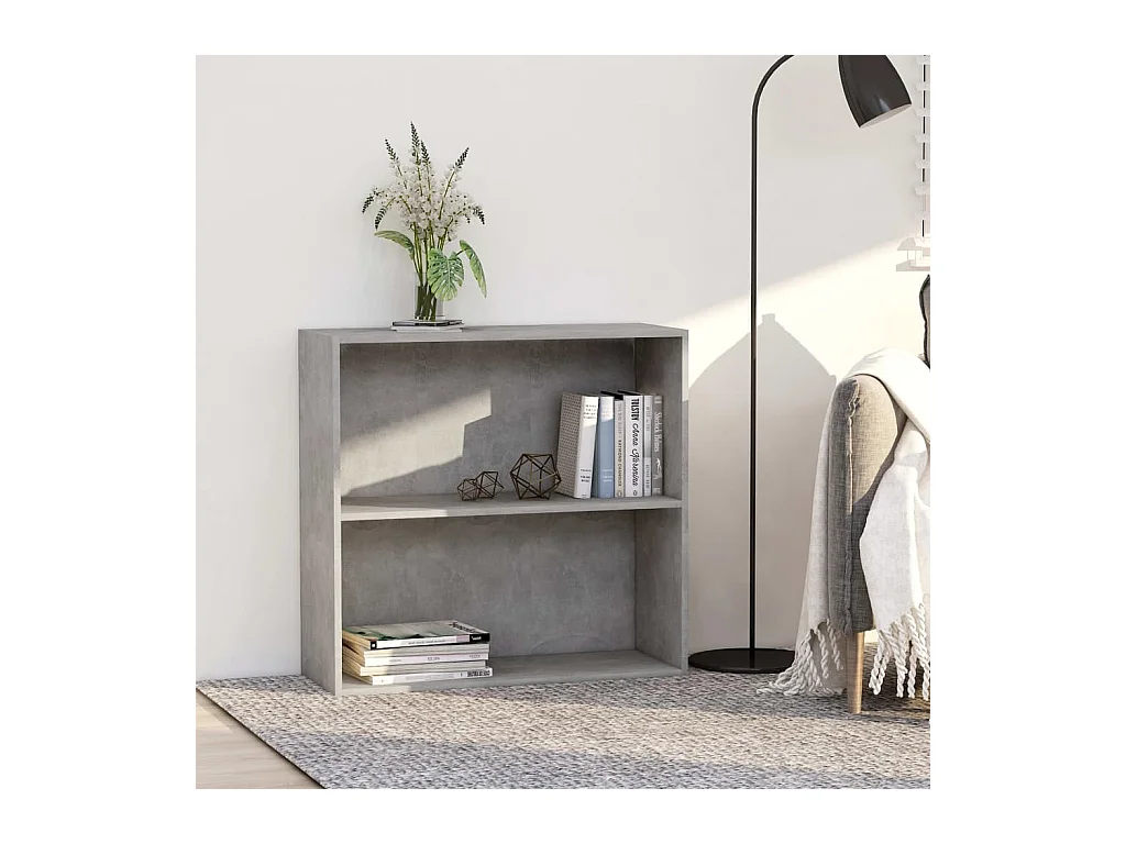 Bibliothèque | Etagère de rangement | Meuble de rangement à 2 niveaux gris béton bois d'ingénierie