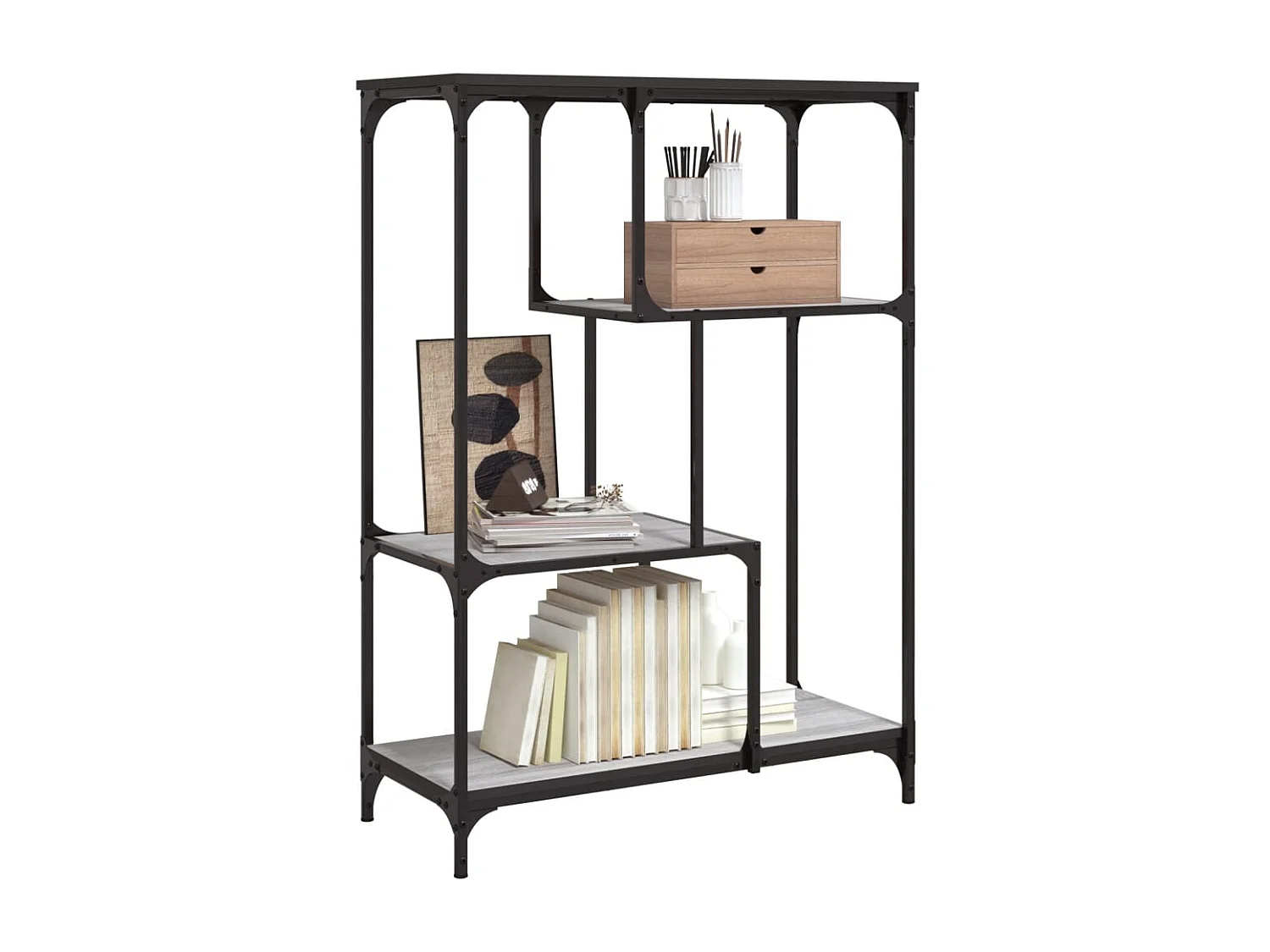 Bibliothèque | Etagère de rangement | Meuble de rangement sonoma gris 81x36x115cm bois d'ingénierie et acier