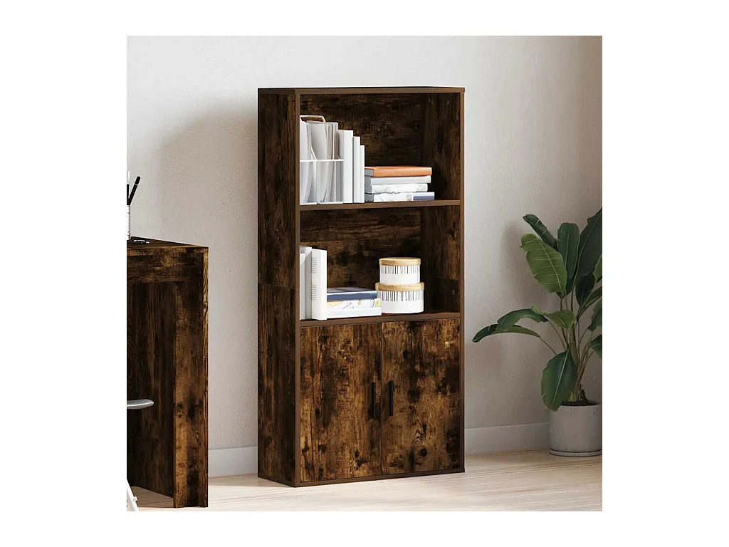 Bibliothèque | Etagère de rangement | Meuble de rangement chêne fumé 60x24x120 cm bois d'ingénierie