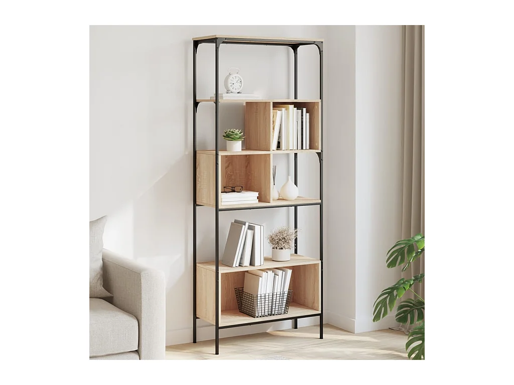 Bibliothèque | Etagère de rangement | Meuble de rangement 5 niveaux chêne sonoma 76x33x188,5 cm