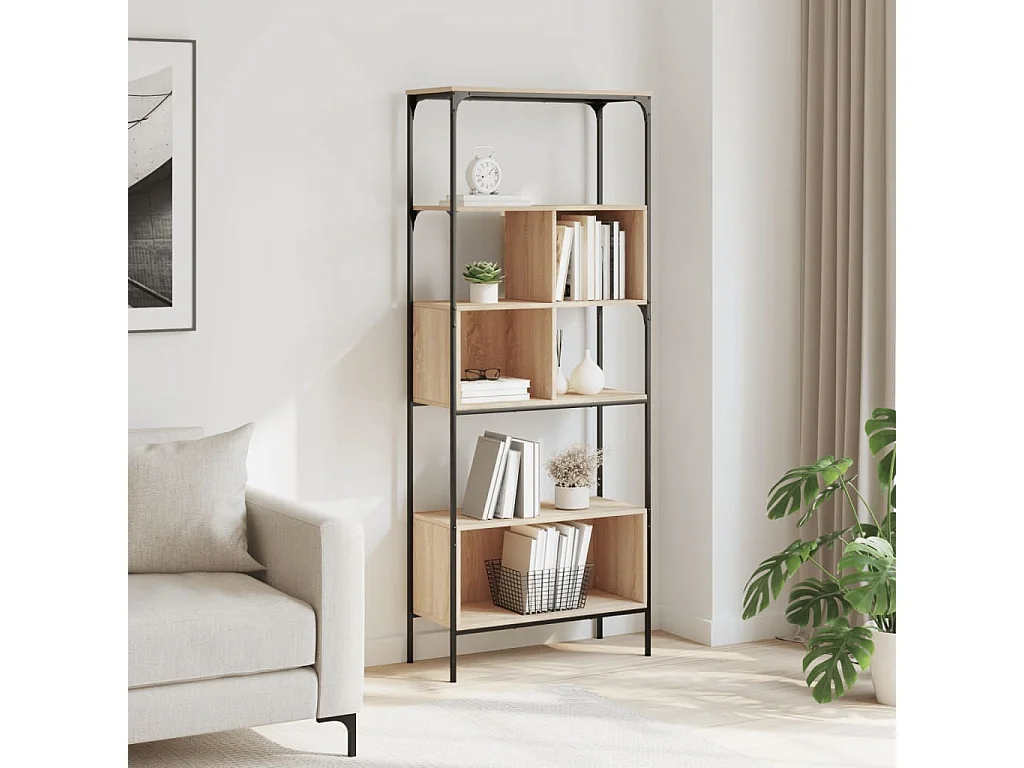 Bibliothèque | Etagère de rangement | Meuble de rangement 5 niveaux chêne sonoma 76x33x188,5 cm