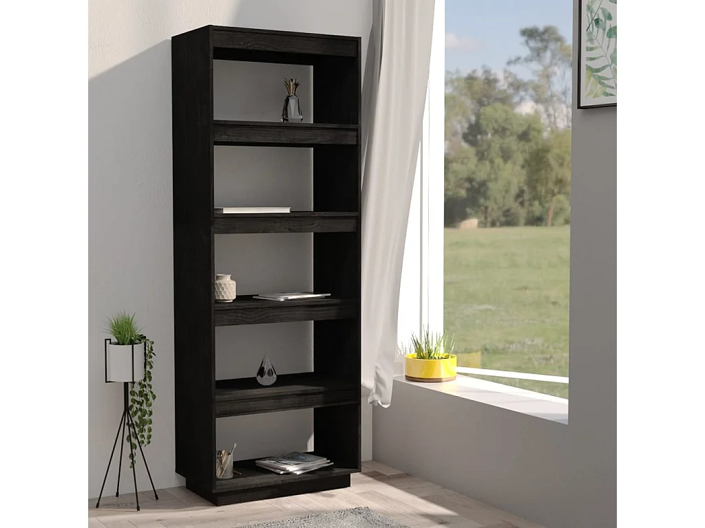 Bibliothèque | Etagère de rangement | Meuble de rangement Noir 60x35x167 cm Pin massif