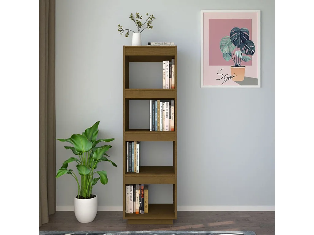 Libreria | Scaffale | Mobile di stoccaggio Divisorio Ambra 40x35x135 cm in Legno Massello di Pino