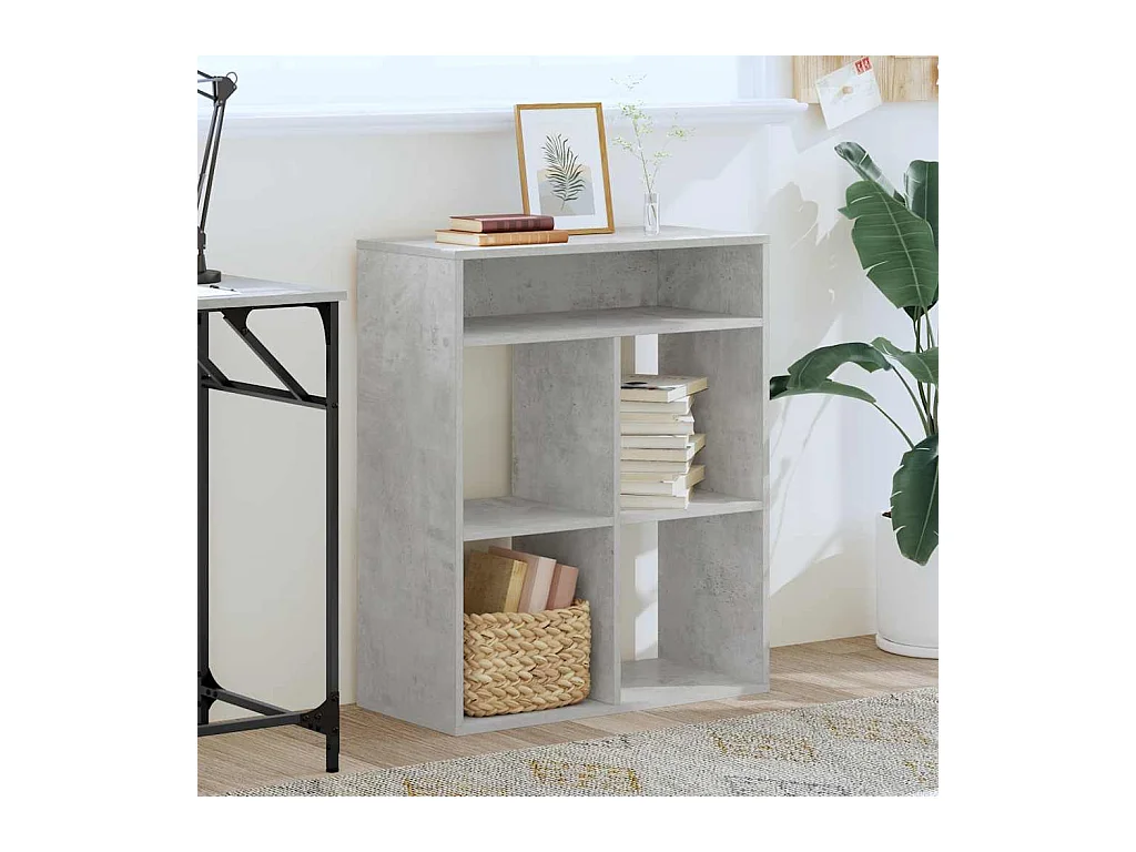 Bibliothèque | Etagère de rangement | Meuble de rangement gris béton 66x31x80 cm bois d’ingénierie