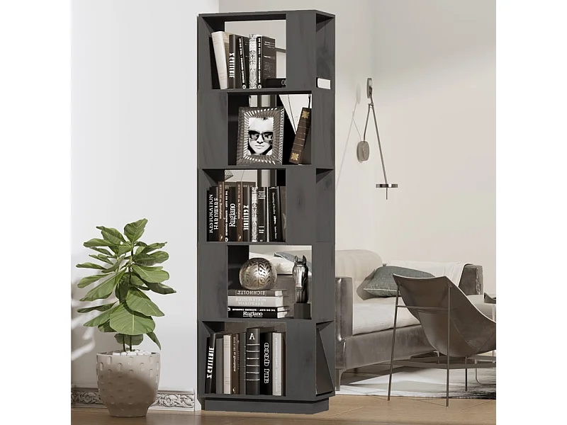 Libreria | Scaffale | Mobile di stoccaggio Divisorio Grigio 51x25x163,5 cm Legno Massello di Pino