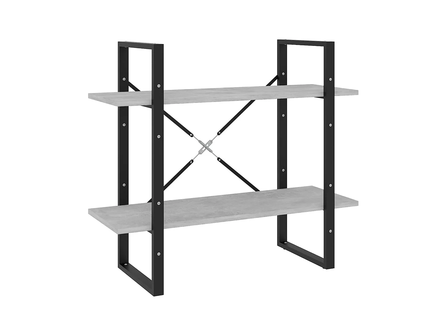 Bibliothèque | Etagère de rangement | Meuble de rangement à 2 niveaux Gris béton 80x30x70 cm bois ingénierie