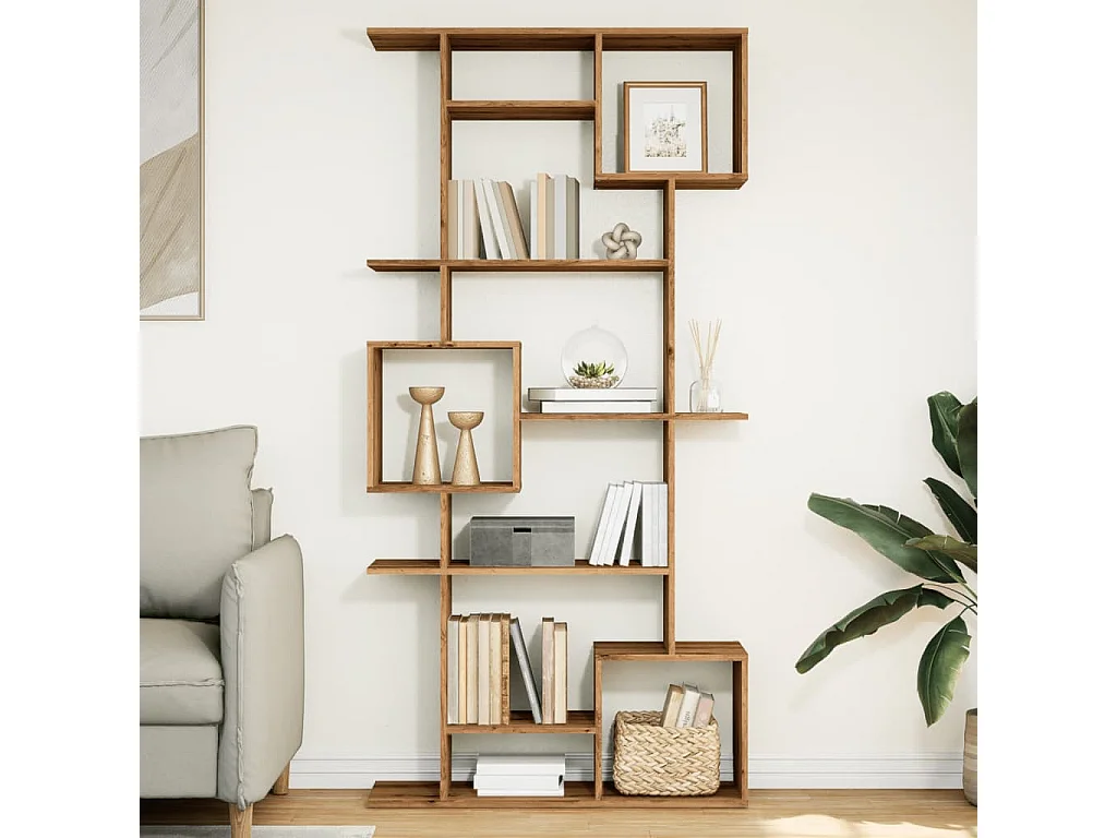 Bibliothèque | Etagère de rangement | Meuble de rangement chêne artisanal 92x29x188 cm bois d'ingénierie