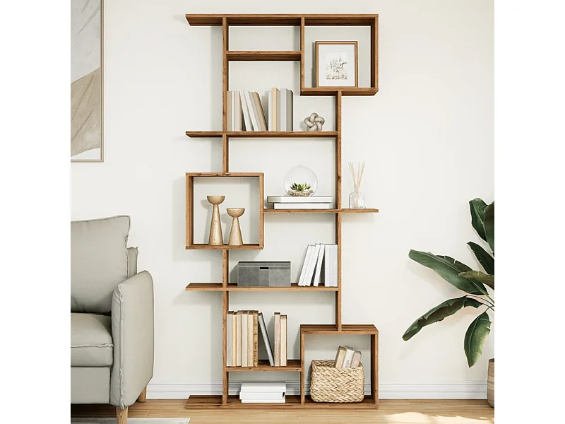 Bibliothèque | Etagère de rangement | Meuble de rangement chêne artisanal 92x29x188 cm bois d'ingénierie