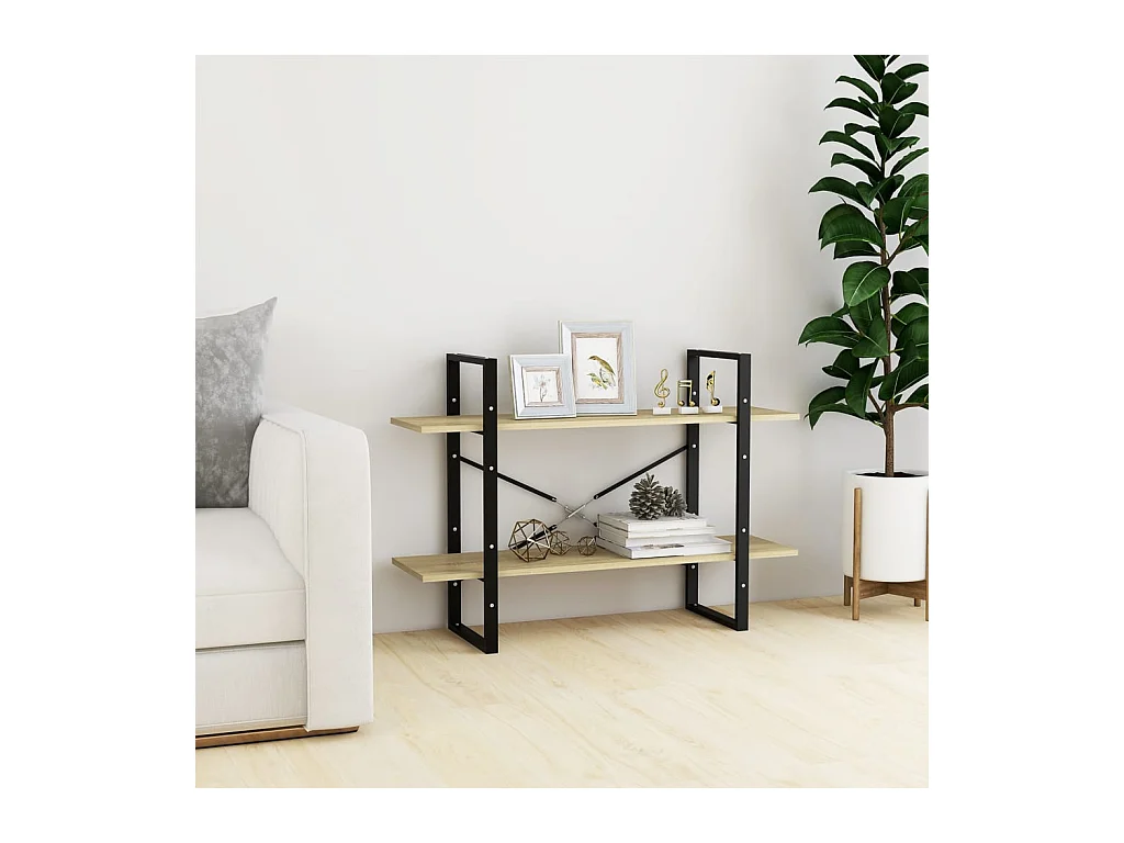 Bibliothèque | Etagère de rangement | Meuble de rangement à 2 niveaux chêne sonoma bois d'ingénierie