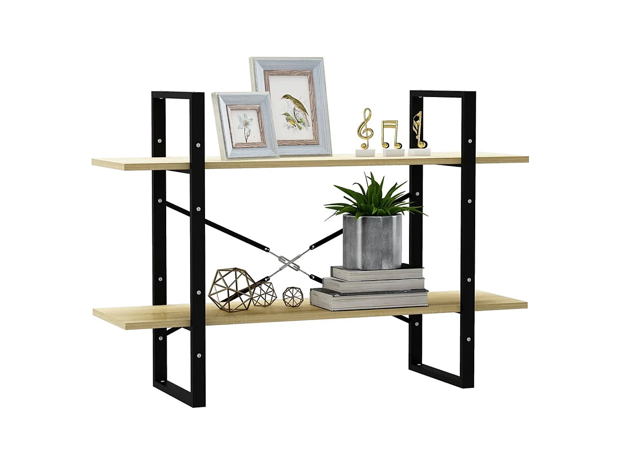 Bibliothèque | Etagère de rangement | Meuble de rangement à 2 niveaux chêne sonoma bois d'ingénierie