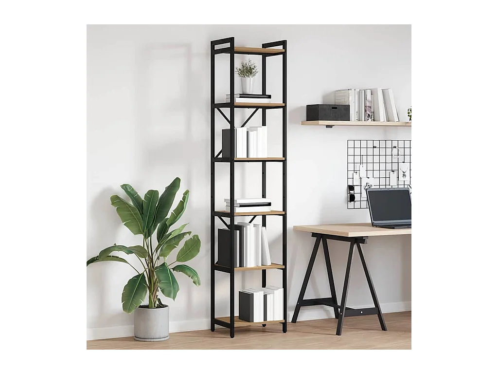 Bibliothèque | Etagère de rangement | Meuble de rangement chêne artisanal 40 x 30 x 188 cm Bois d'ingénierie