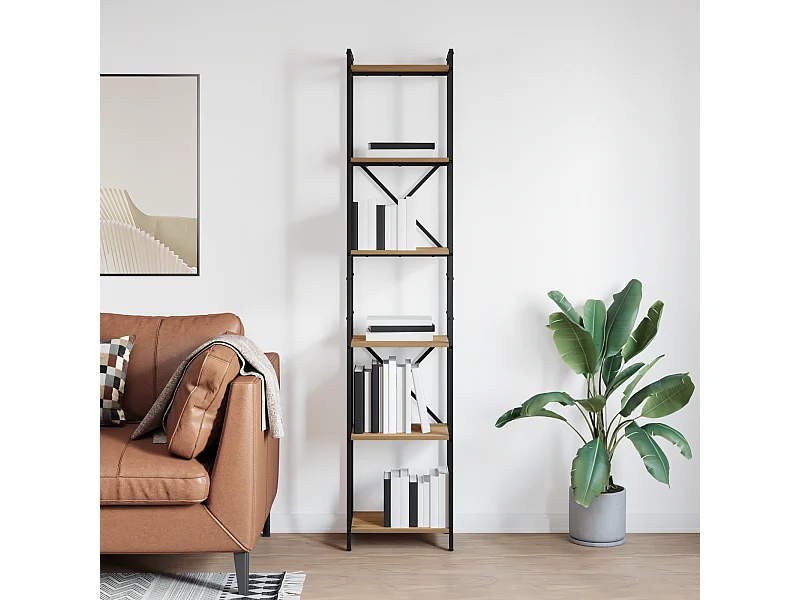 Libreria | Scaffale | Mobile di stoccaggio rovere artigianale 40 x 30 x 188 cm Legno multistrato