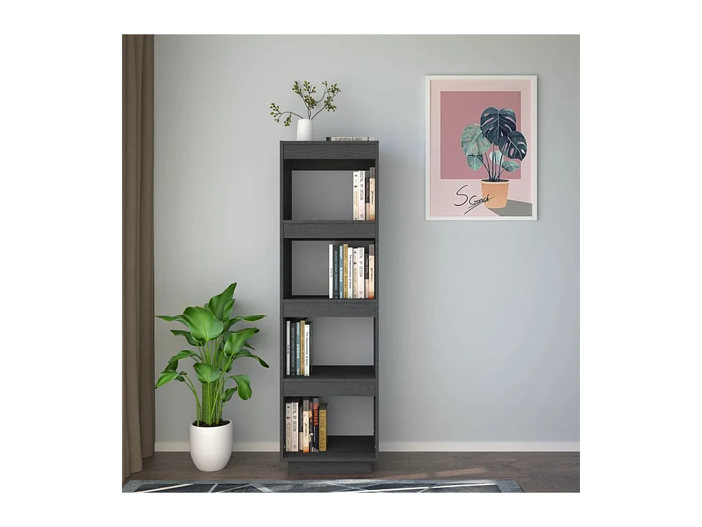 Bibliothèque | Etagère de rangement | Meuble de rangement gris 40x35x135 cm pin massif