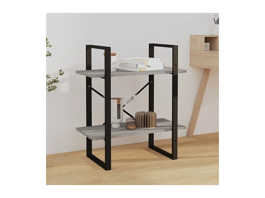 Bibliothèque | Etagère de rangement | Meuble de rangement 2 niveaux Sonoma gris 60x30x70cm Bois d'ingénierie