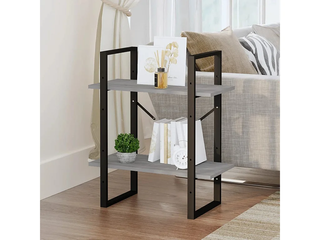 Bibliothèque | Etagère de rangement | Meuble de rangement 2 niveaux Sonoma gris 60x30x70cm Bois d'ingénierie