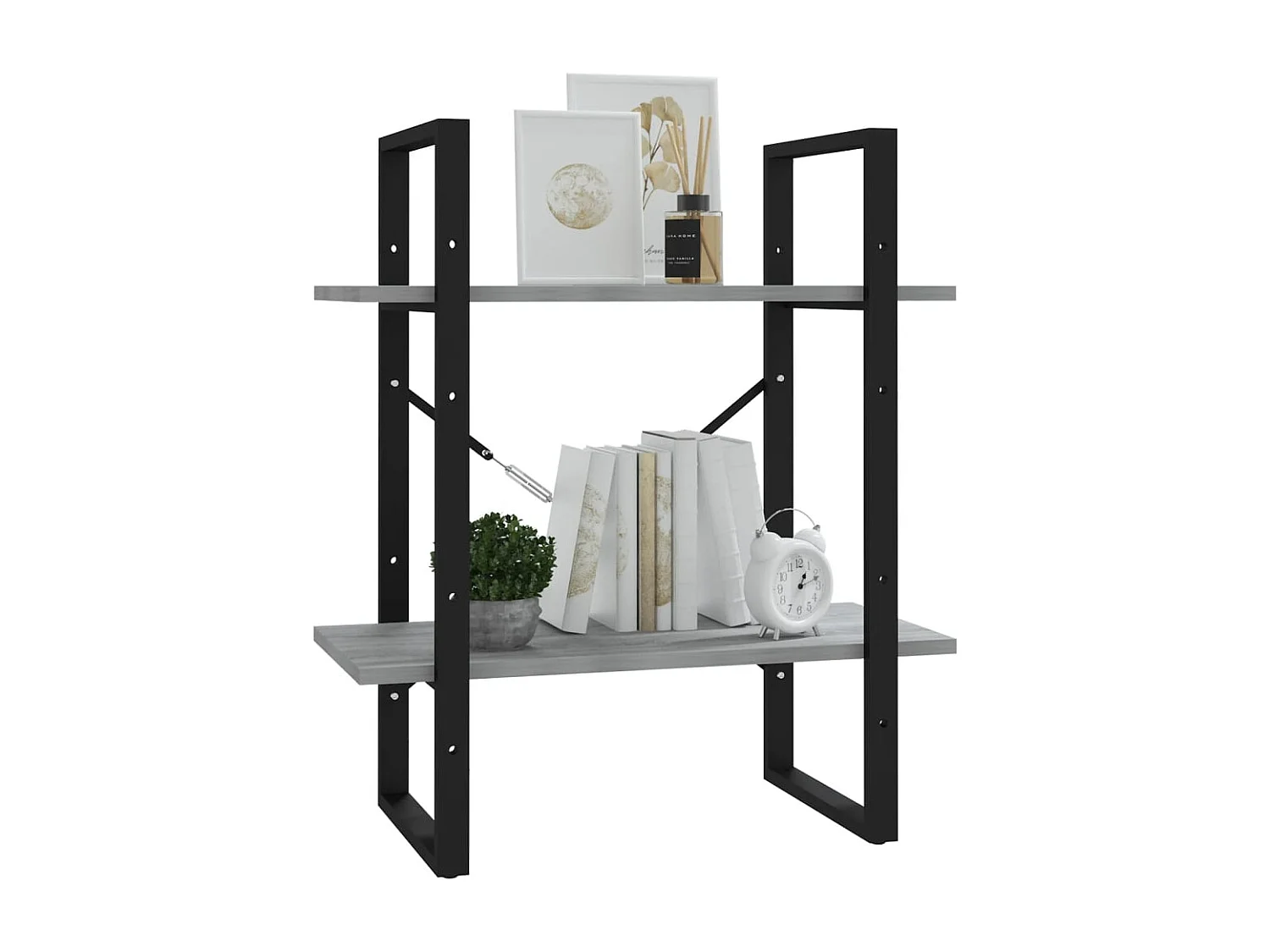 Libreria | Scaffale | Mobile di stoccaggio a 2 Ripiani Grigio Sonoma 60x30x70cm Legno Multistrato