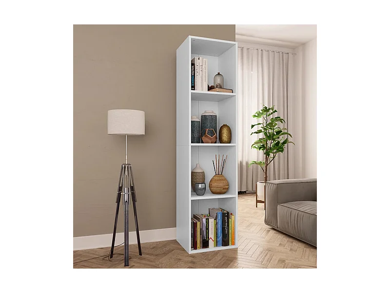 Bibliothèque Meuble TV | Etagère de rangement | Meuble de rangement Blanc 36x30x143 cm Bois d'ingénierie