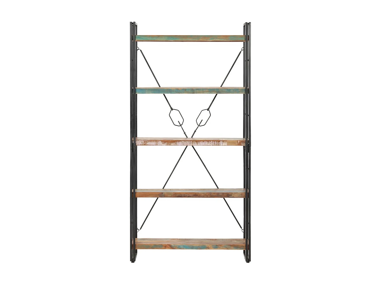 Libreria | Scaffale | Mobile di stoccaggio a 5 Ripiani 90x30x180 cm in Legno Massello di Recupero