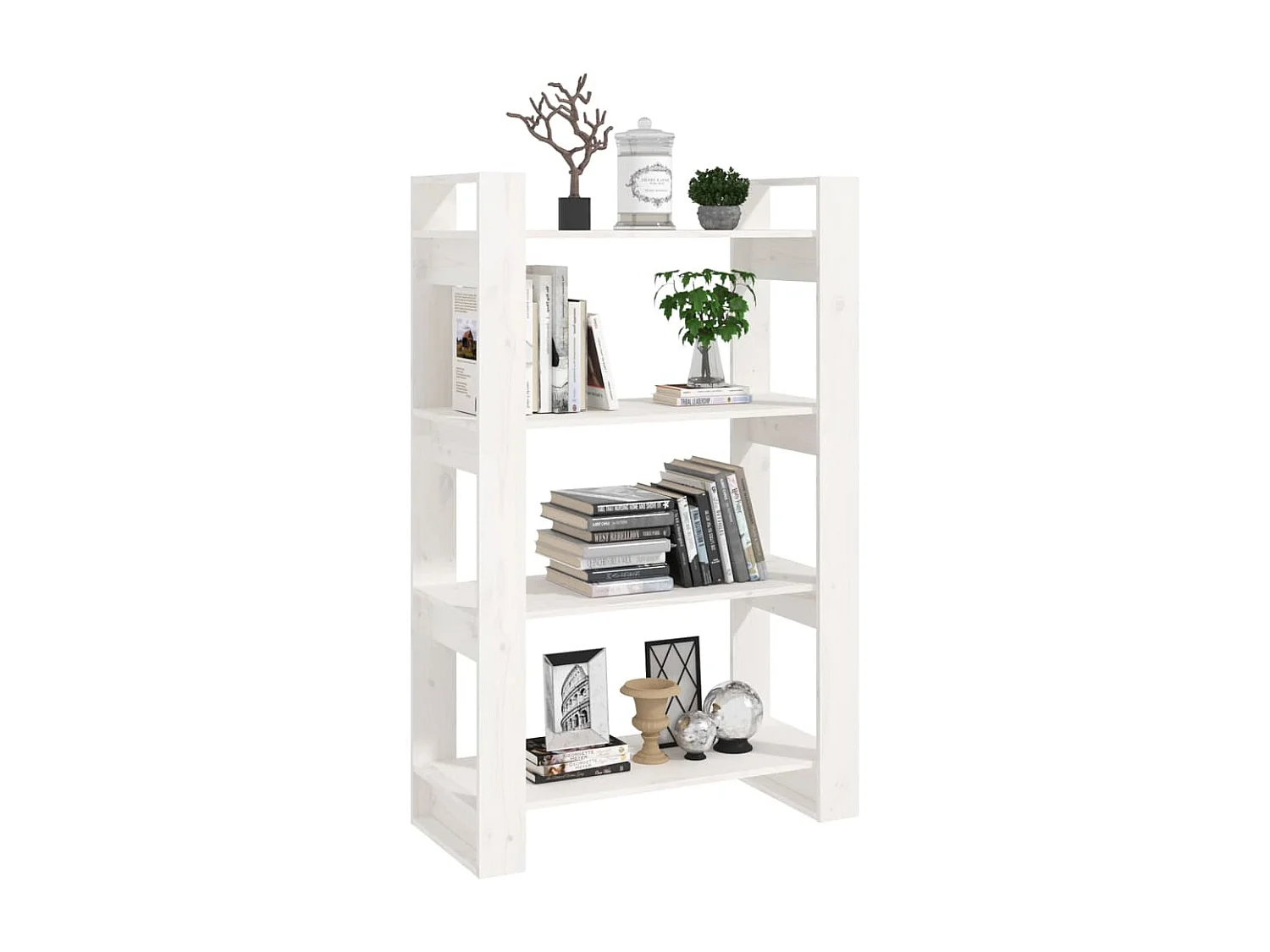 Libreria | Scaffale | Mobile di stoccaggio Divisorio Bianco 80x35x125 cm Legno Massello di Pino