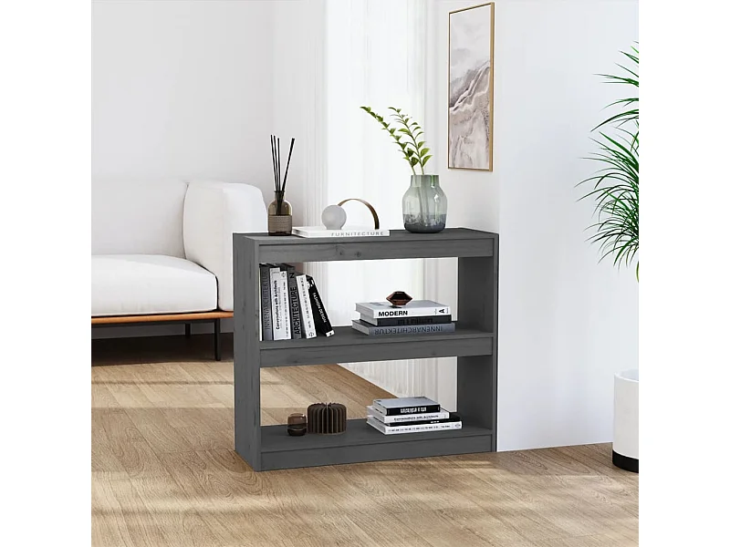 Libreria | Scaffale | Mobile di stoccaggio Divisorio Grigio 80x30x71,5 cm Legno Massello di Pino