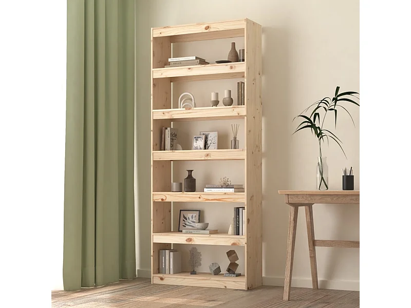 Libreria | Scaffale | Mobile di stoccaggio Divisorio 80x30x199,5 cm in Legno Massello di Pino