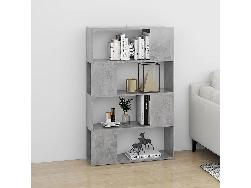 Bibliothèque | Etagère de rangement | Meuble de rangement Gris béton 80x24x124,5 cm
