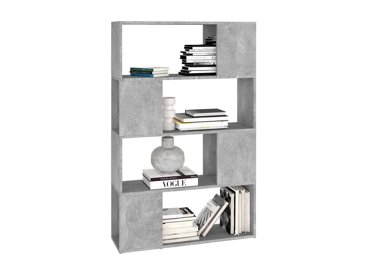 Libreria | Scaffale | Mobile di stoccaggio Divisorio Grigio Cemento 80x24x124,5 cm in Truciolato