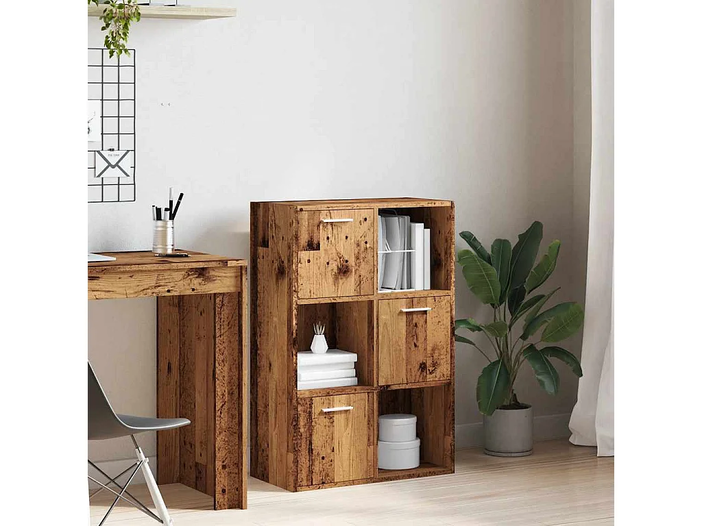 Libreria | Scaffale | Mobile di stoccaggio Legno Antico 60,5x30x90 cm in Legno Multistrato