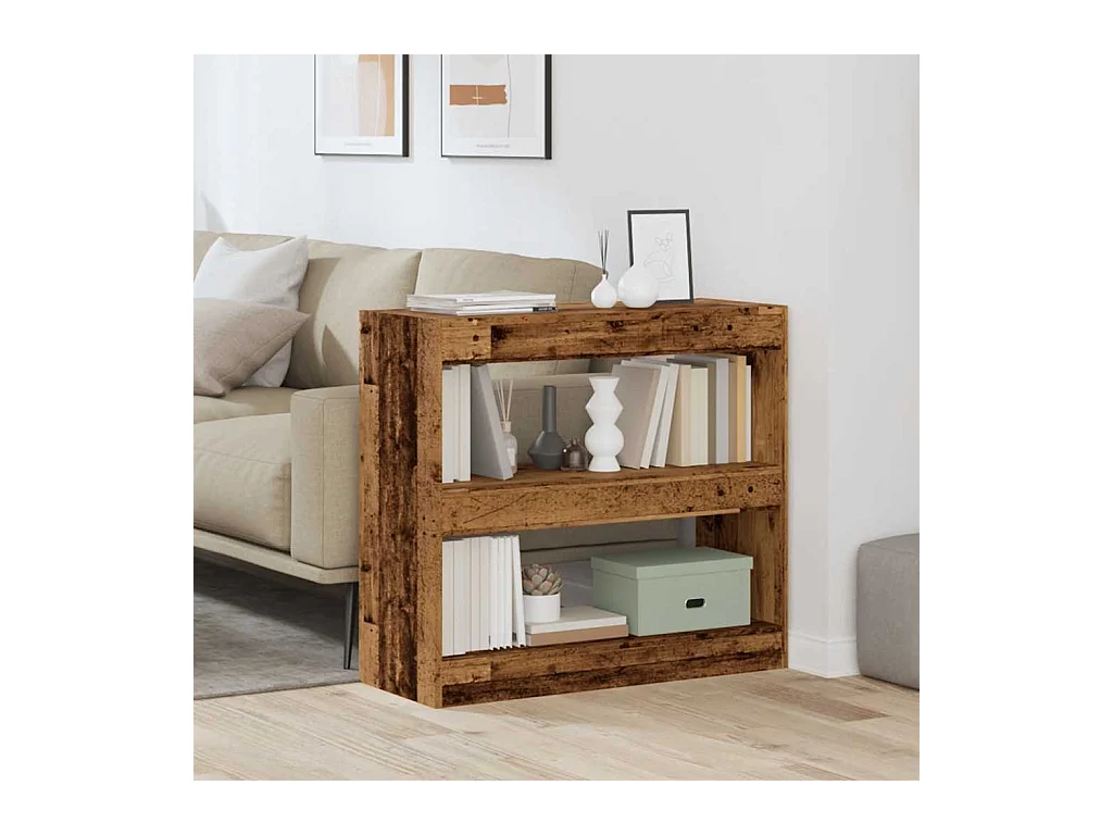 Bibliothèque | Etagère de rangement | Meuble de rangement vieux bois 80x30x72 cm