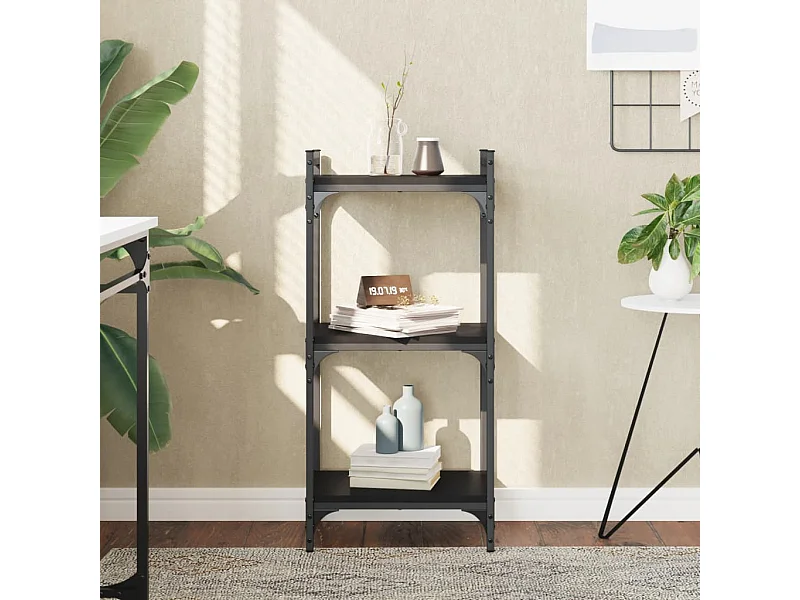 Libreria | Scaffale | Mobile di stoccaggio a 3 Ripiani Nera 40x30x86 cm in Legno Multistrato