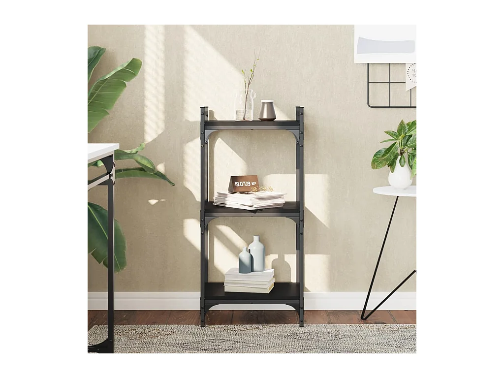 Libreria | Scaffale | Mobile di stoccaggio a 3 Ripiani Nera 40x30x86 cm in Legno Multistrato