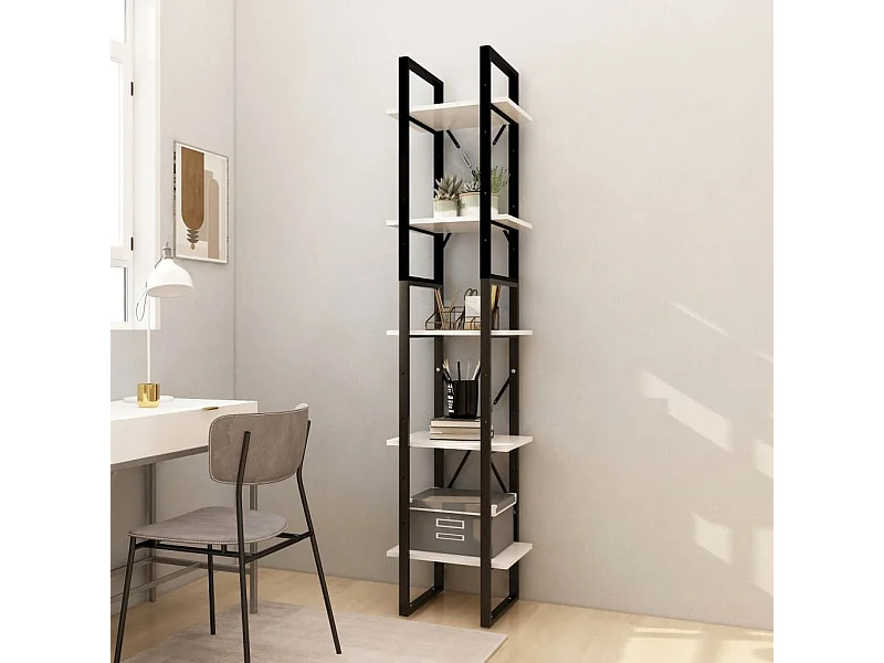 Libreria | Scaffale | Mobile di stoccaggio a 5 Ripiani Bianca 40x30x175 cm in Legno di Pino