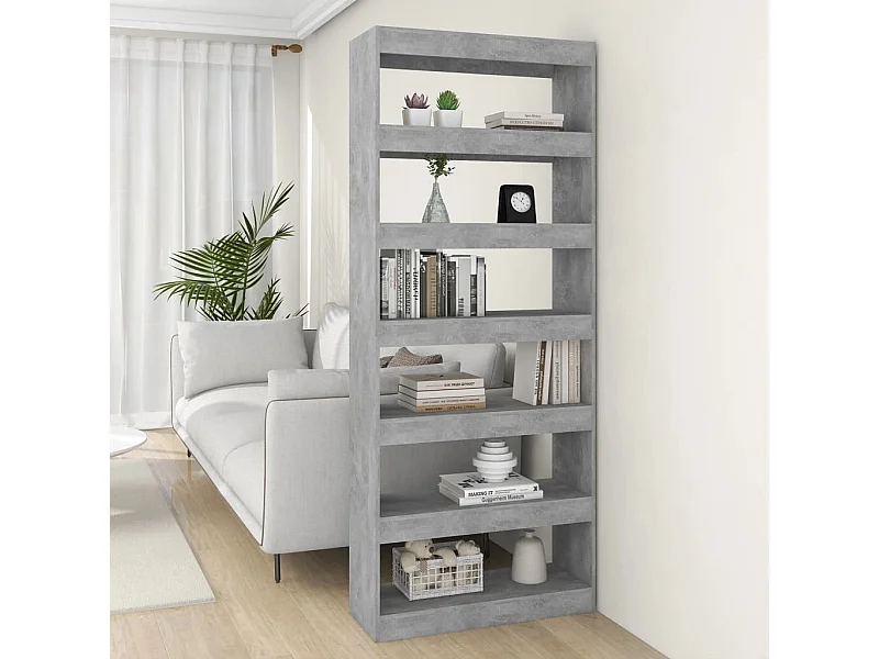 Libreria | Scaffale | Mobile di stoccaggio Divisorio Grigio Cemento 80x30x198 cm in Truciolato