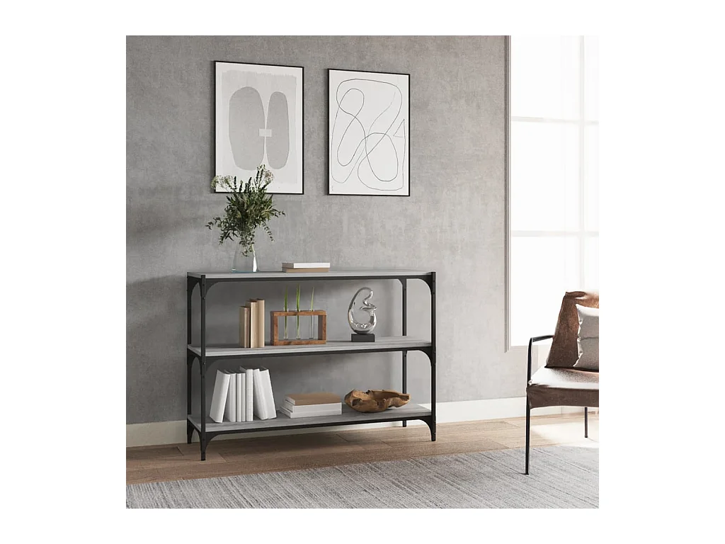 Bibliothèque | Etagère de rangement | Meuble de rangement Sonoma gris 100x33x70,5 cm Bois d'ingénierie acier