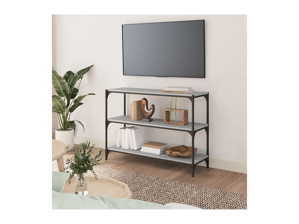 Bibliothèque | Etagère de rangement | Meuble de rangement Sonoma gris 100x33x70,5 cm Bois d'ingénierie acier