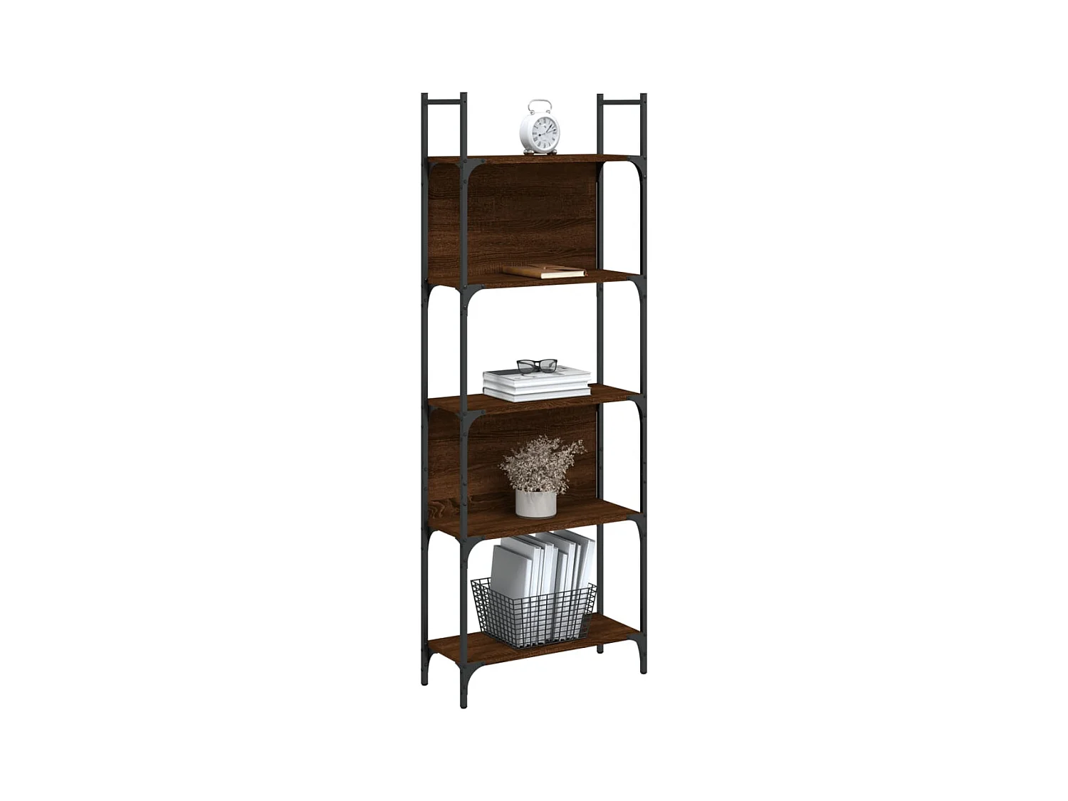 Bibliothèque | Etagère de rangement | Meuble de rangement à 5 niveaux chêne marron 60,5x24x166,5 cm