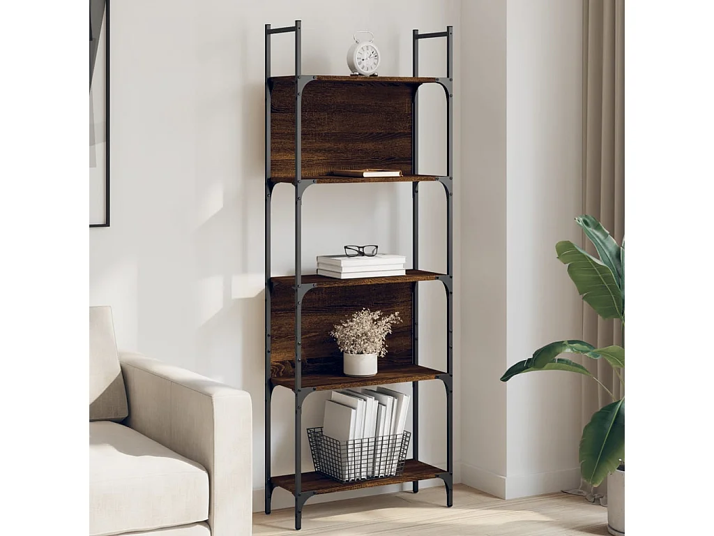 Bibliothèque | Etagère de rangement | Meuble de rangement à 5 niveaux chêne marron 60,5x24x166,5 cm