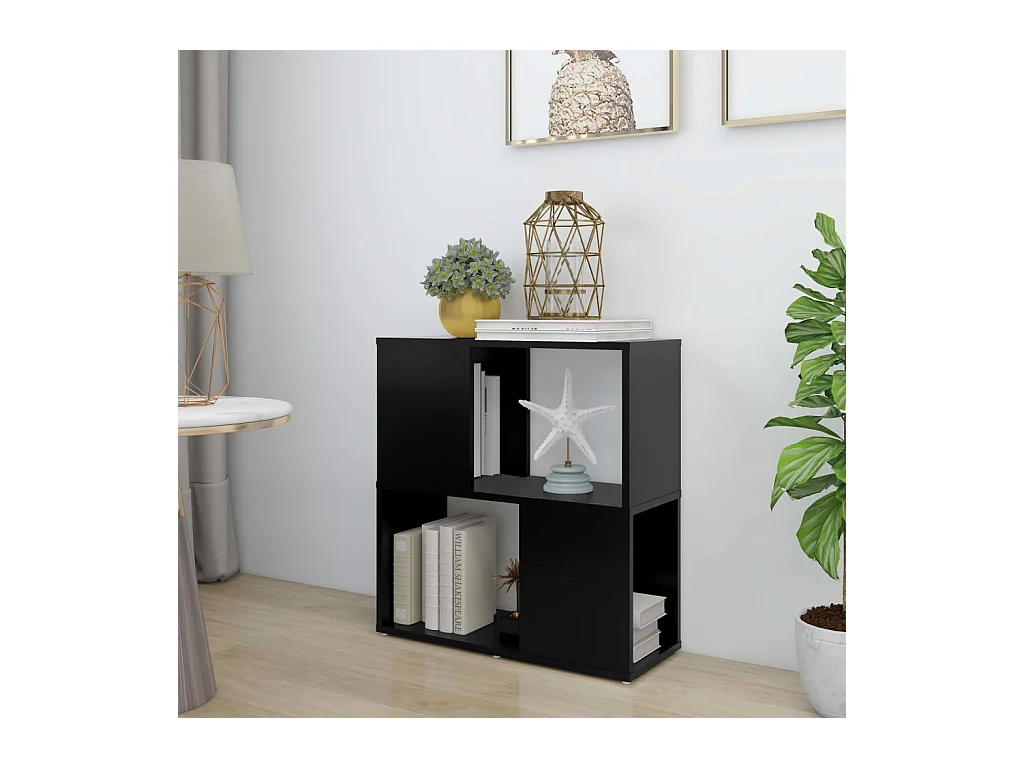 Bibliothèque | Etagère de rangement | Meuble de rangement Noir 60x24x63 cm Bois d'ingénierie