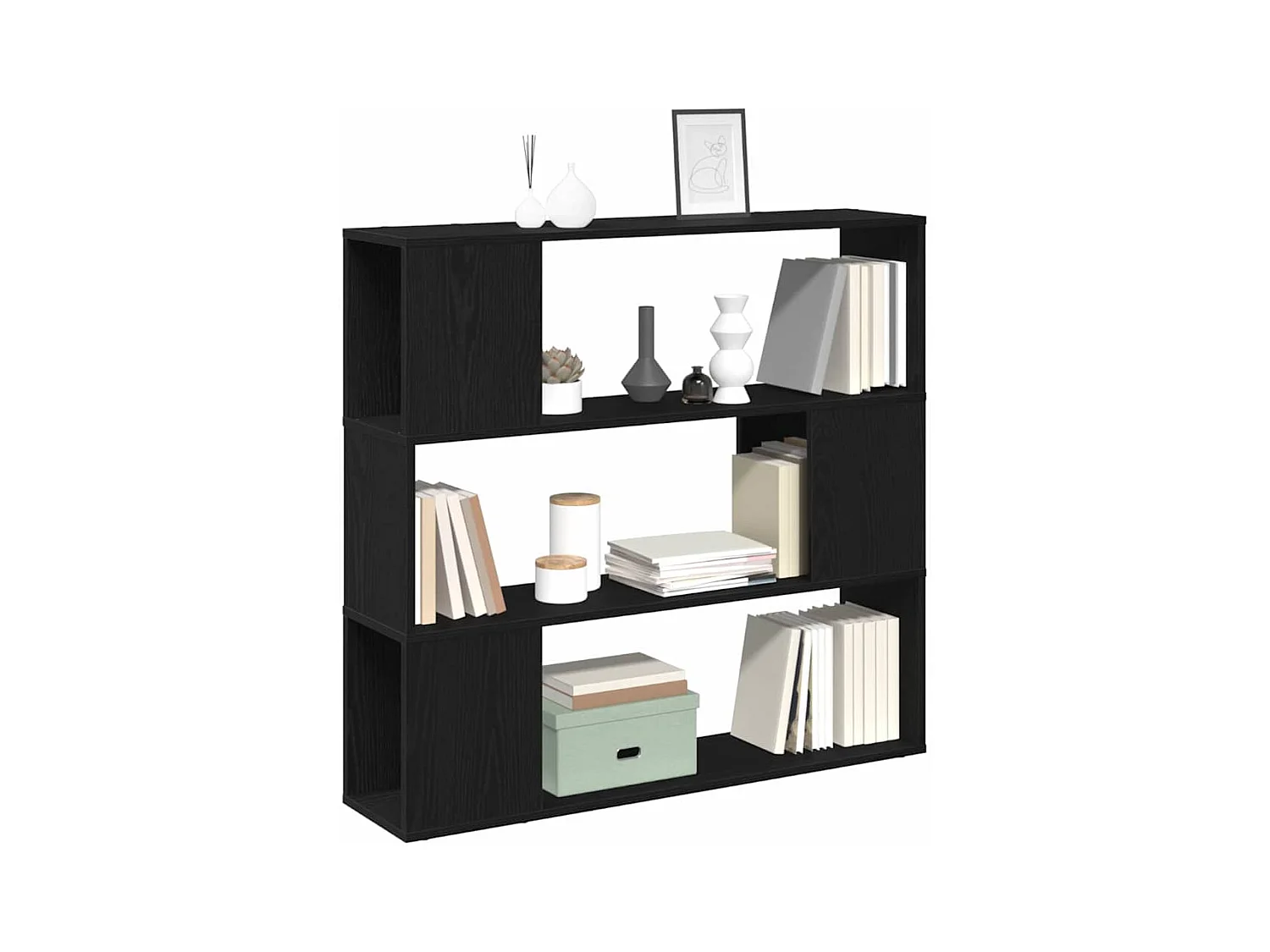 Libreria | Scaffale | Mobile di stoccaggio Nera in Rovere 100x24x94 cm in Legno Ingegnerizzato