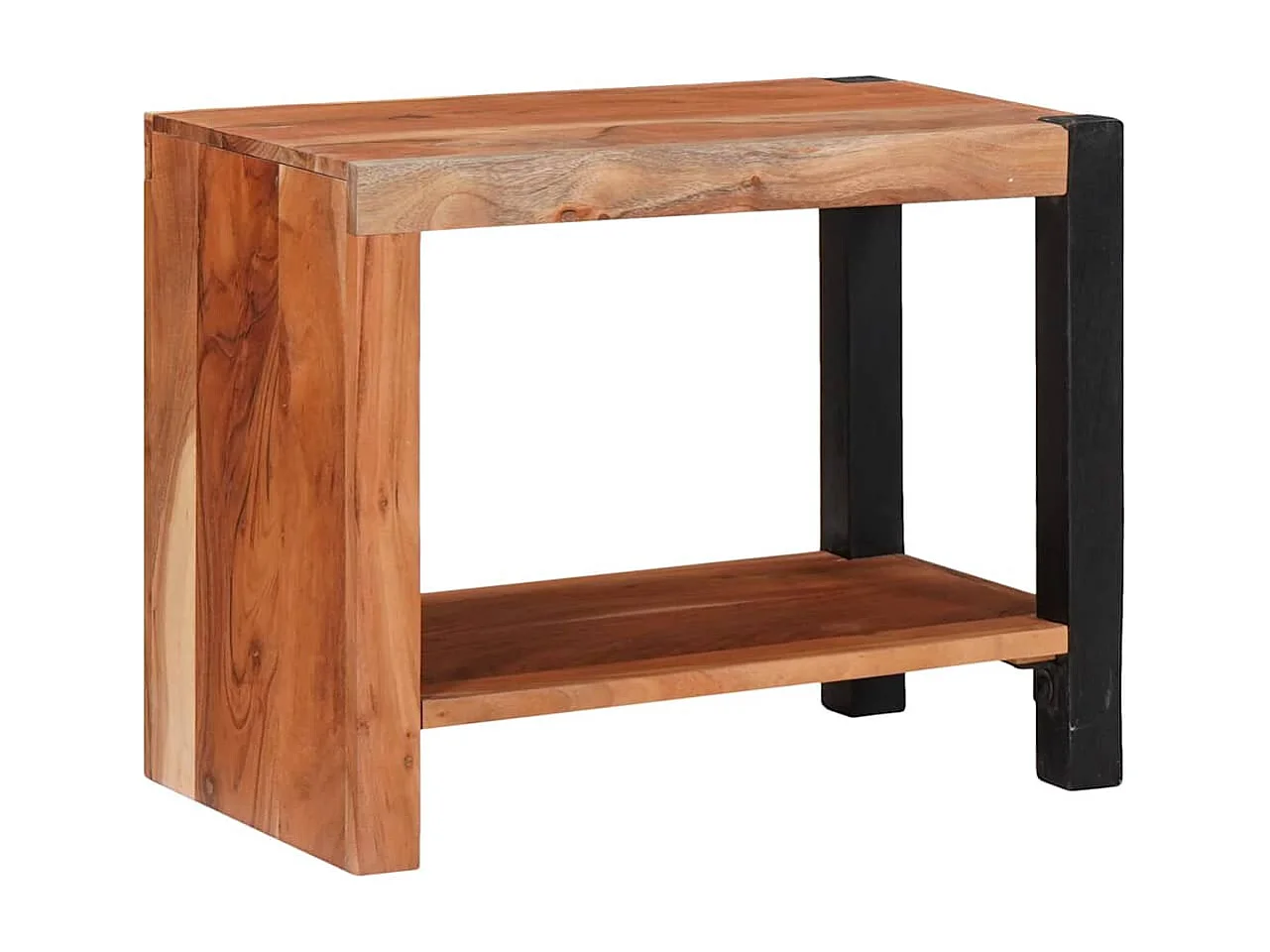 Libreria | Scaffale | Mobile di stoccaggio Marrone, Nero 50 x 30 x 40 cm Legno di Acacia Massello