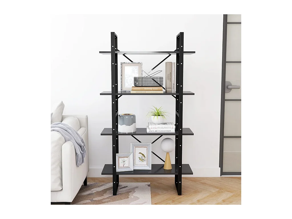 Bibliothèque | Etagère de rangement | Meuble de rangement à 4 niveaux gris 80x30x140 cm bois d'ingénierie