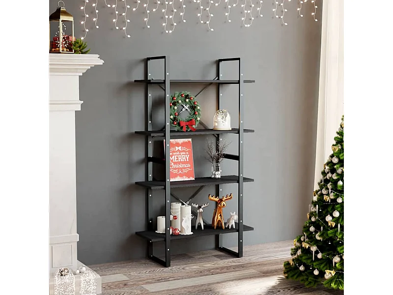 Libreria | Scaffale | Mobile di stoccaggio a 4 Ripiani Grigia 80x30x140 cm in Legno Multistrato