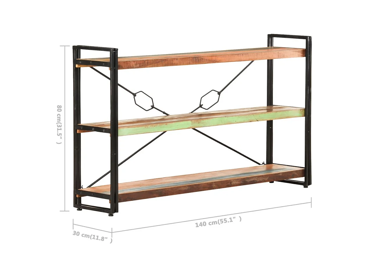 Libreria | Scaffale | Mobile di stoccaggio a 3 Ripiani 140x30x80 cm in Massello di Recupero