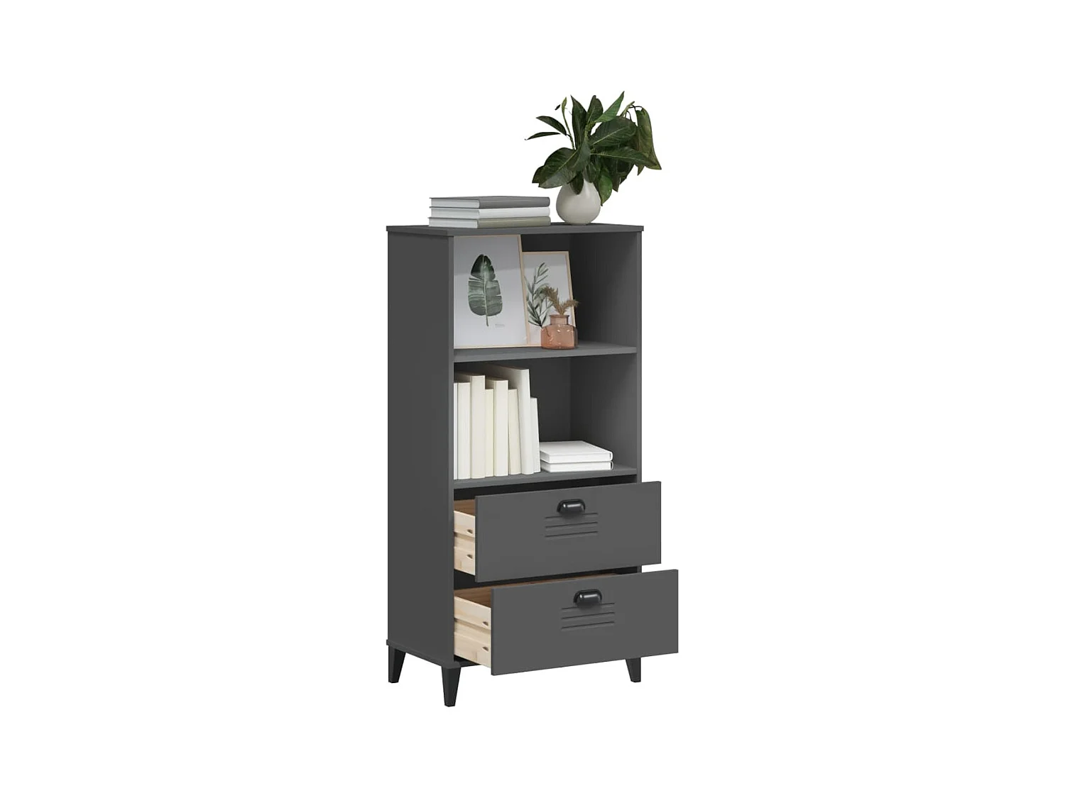Bibliothèque | Etagère de rangement | Meuble de rangement VIKEN gris anthracite 60x35x123 cm bois ingénierie