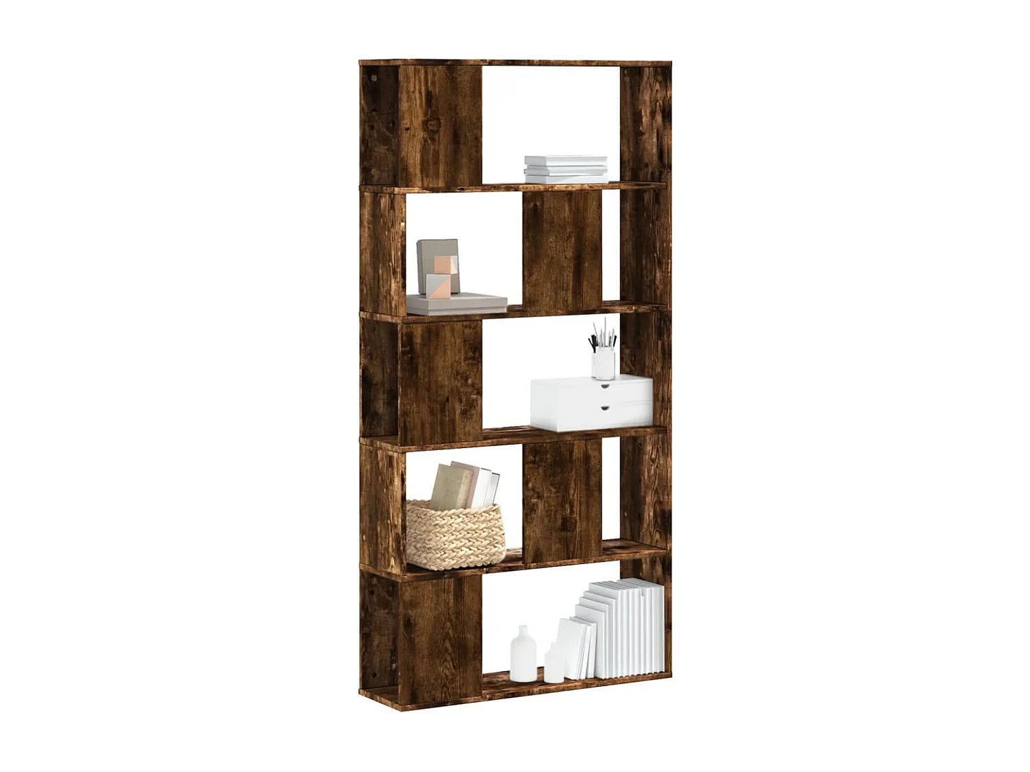 Libreria | Scaffale | Mobile di stoccaggio 5 Ripiani Rovere Fumo 80,5x23,5x162,5cm Multistrato