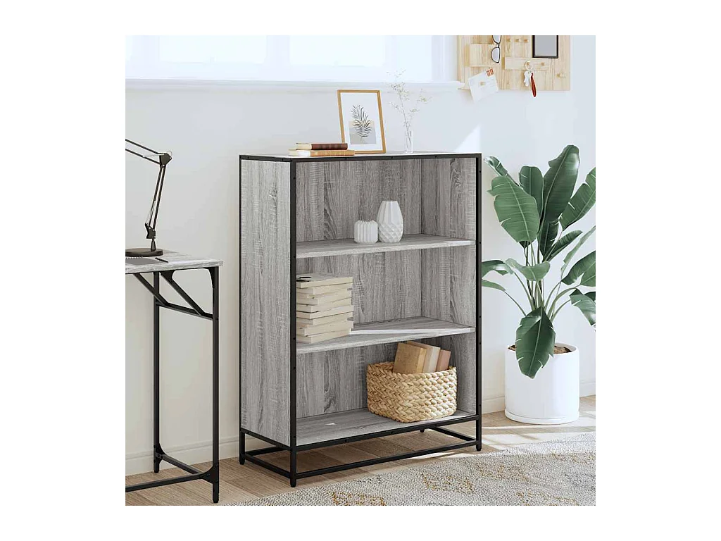 Bibliothèque | Etagère de rangement | Meuble de rangement sonoma gris 80,5x35x107,5 cm bois d'ingénierie