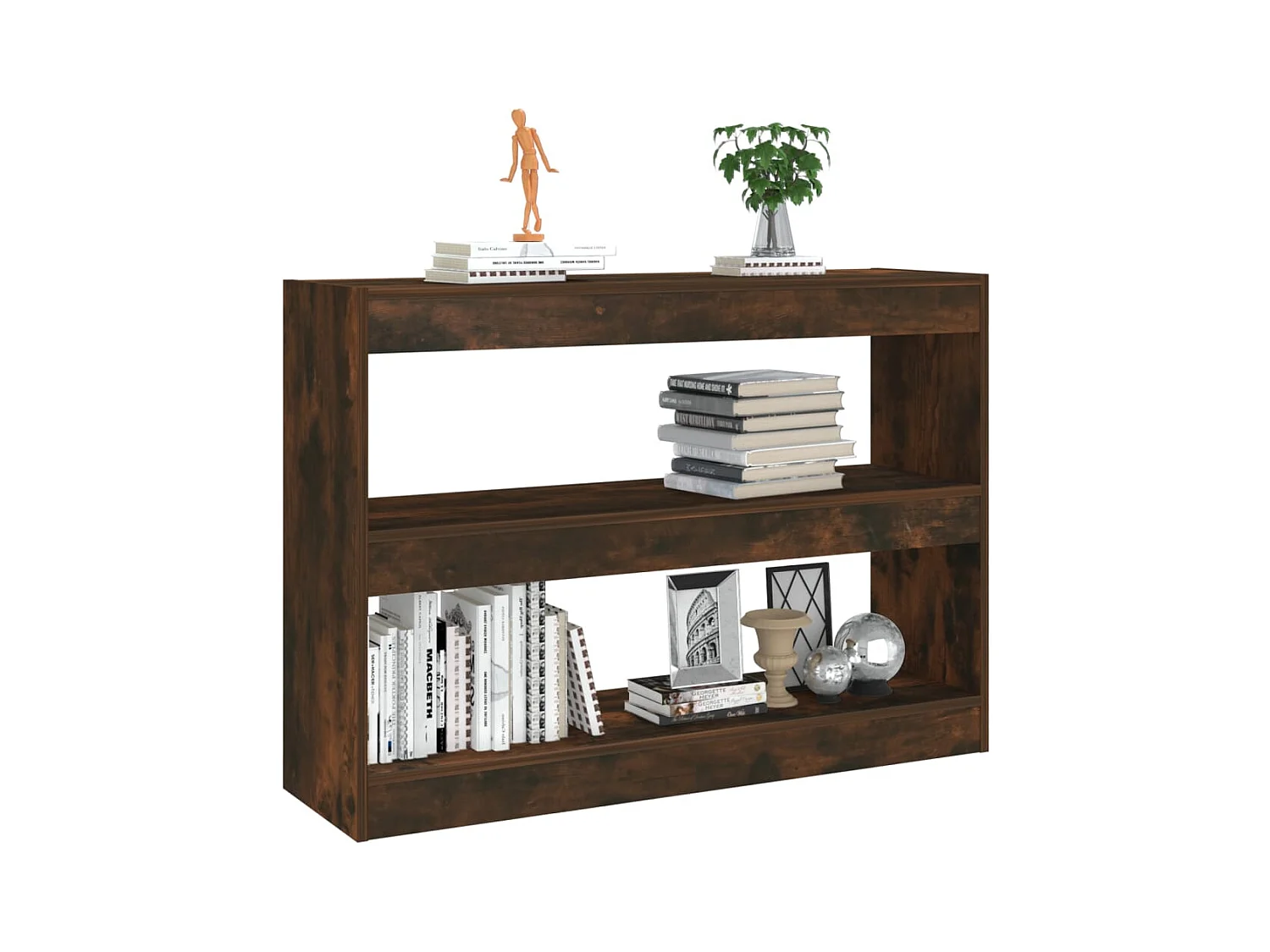 Bibliothèque | Etagère de rangement | Meuble de rangement chêne fumé 100x30x72 cm