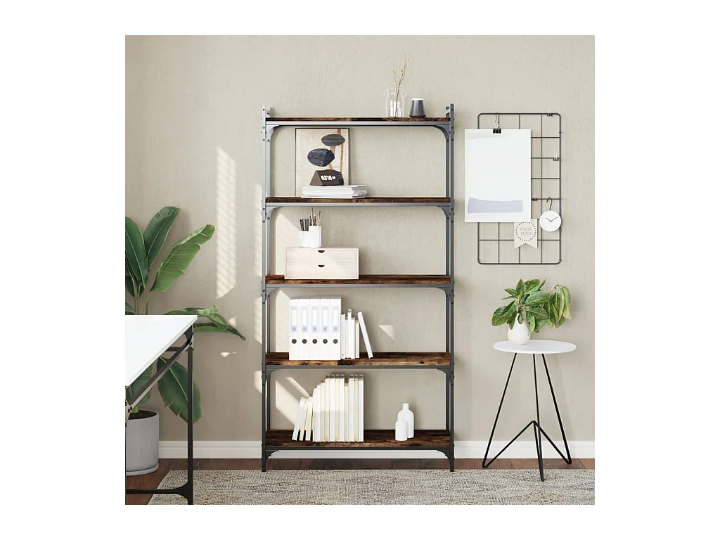 Libreria | Scaffale | Mobile di stoccaggio a 5 Ripiani Rovere Fumo 80x30x154 cm Legno Multistrato